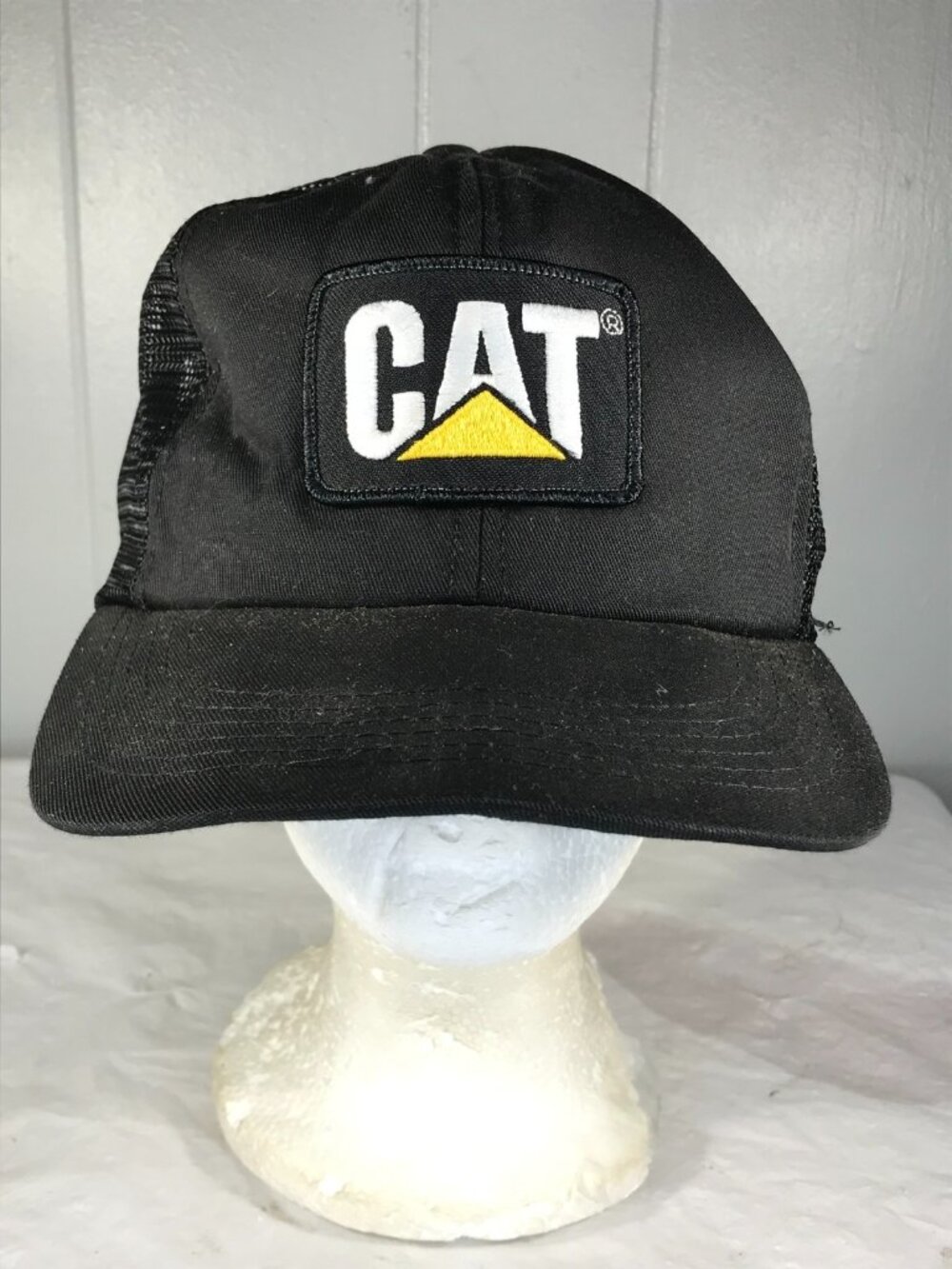 Vintage CAT Diesel Power Patch Trucker Hat Cap Black Mesh Snapback Caterpillar